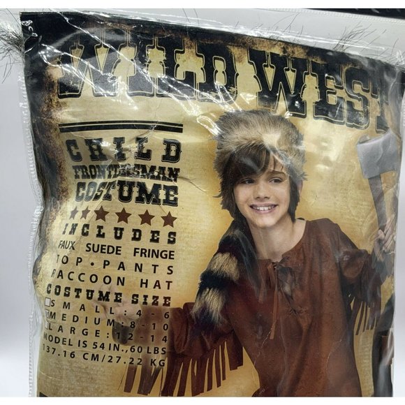 WILD WEST Child Frontierman Costume Size Medium Faux Suede Fringe - Picture 2 of 3